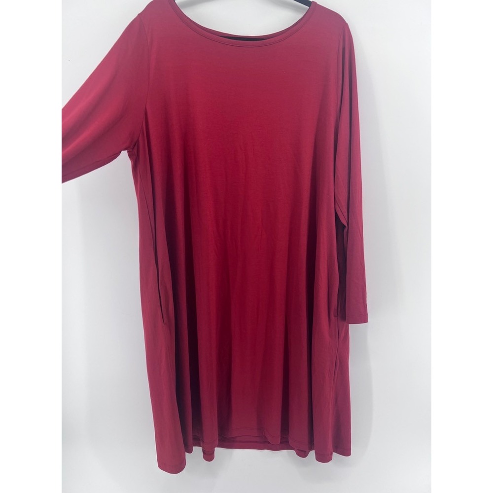 Wool& Rowena Merino Wool Swing Dress Red XXL Long Wooland